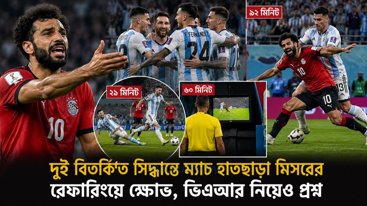 রেফারি ও ভিএআরের দুই সিদ্ধান্ত ঘিরে বিতর্ক, মিসরের ক্ষোভ