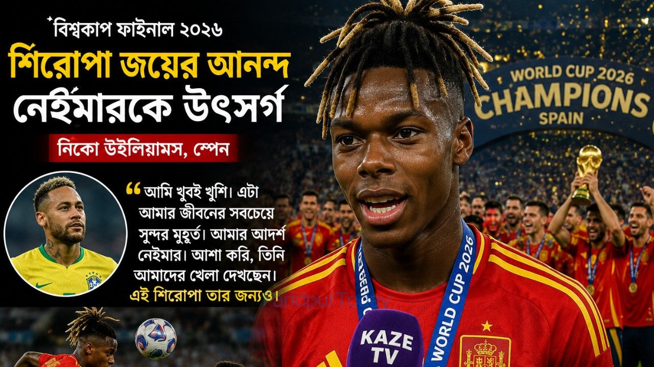 বিশ্বকাপ ট্রফি নেইমারকে উৎসর্গ করলেন স্পেনের নিকো উইলিয়ামস